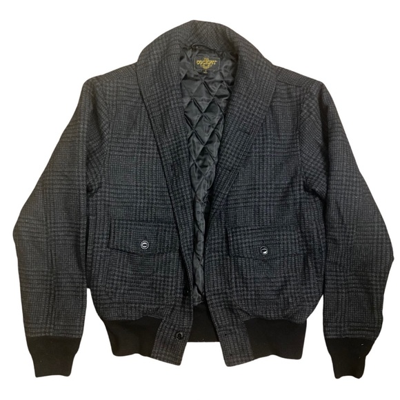 Cockpit USA Gray Plaid Deck Jacket Wool Shawl Collar Size - Picture 1 of 6